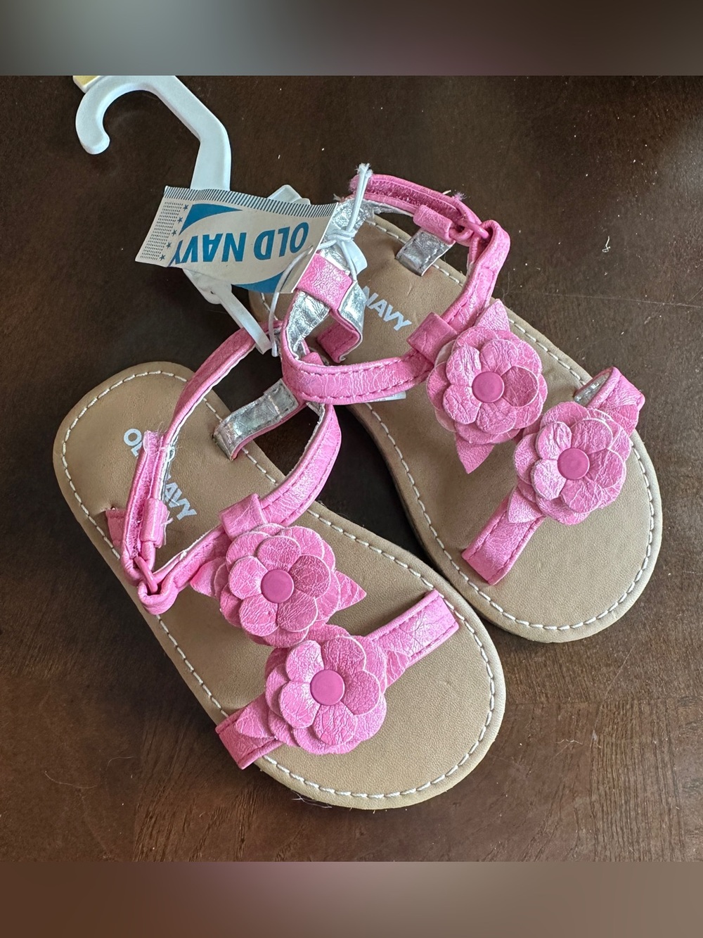 NWT‎ Old Navy Pink Flower Sandals, Little Girl 6